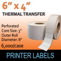 Thermal Transfer Labels 6" x 4" Perf